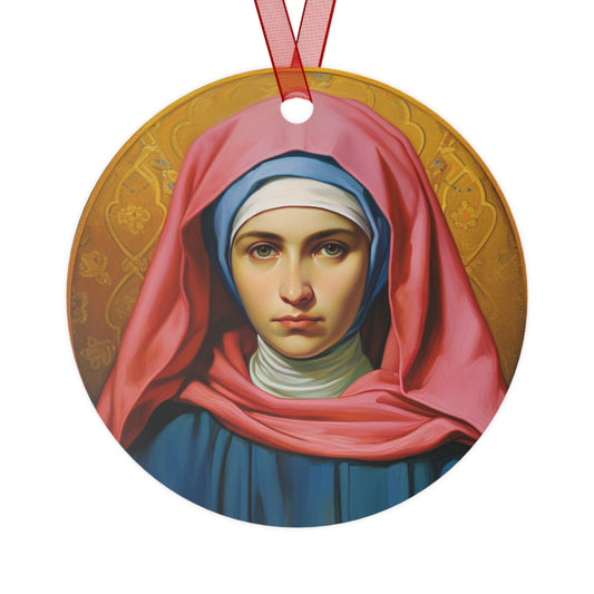 Saint Bernadette Metal Ornament - Religious Holiday Christmas Ornament and Keepsake - Double sided Keepsake Religious Ornament
