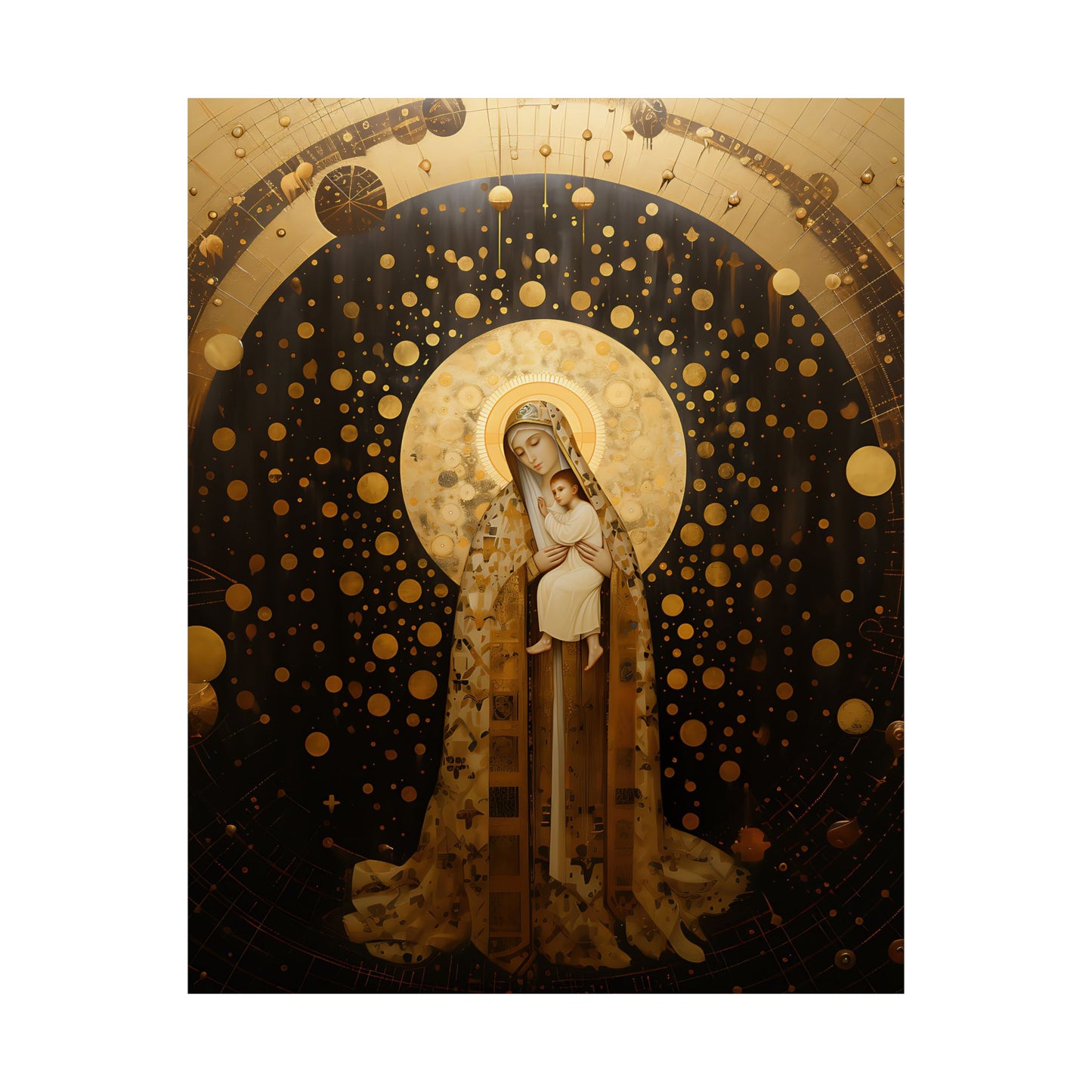 The Golden Mary - Mary The Blessed Virgin - Sanctified Souls Print - Multiple Sizes - Premium Matte Vertical Posters