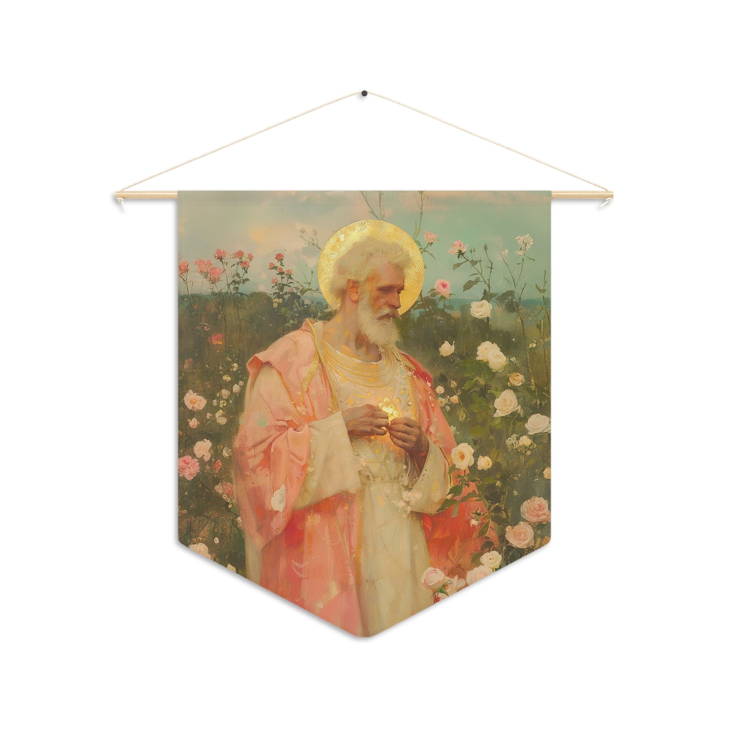 Saint Valentine Pennant / Banner / Wall Hanging - Prayer room art - 18" x 21" - Catholic - Large Banner - Catholic Home Art