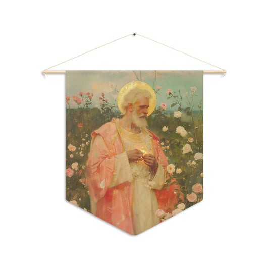 Saint Valentine Pennant / Banner / Wall Hanging - Prayer room art - 18" x 21" - Catholic - Large Banner - Catholic Home Art