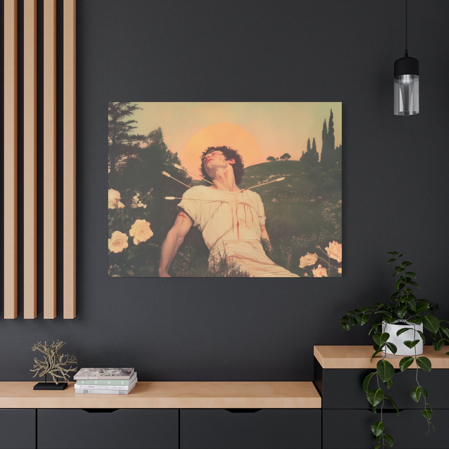 Saint Sebastian -  Museum Wrapped Canvas - Sanctified Souls Print - Religious Art for your Home - Catholic Patron Saint Art