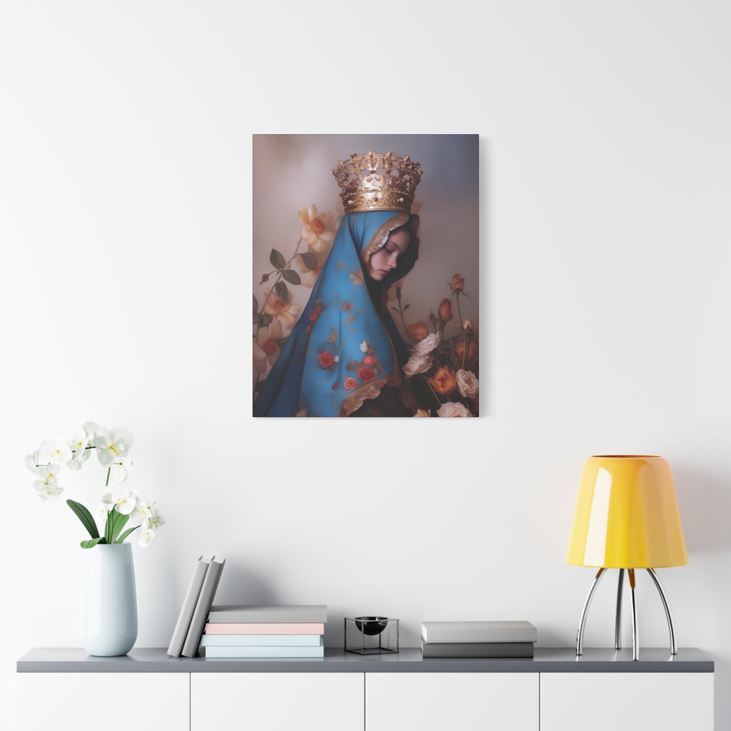 Our Lady of the Roses - Gallery Wrapped Canvas - Print - Religious Art for your Home - Catholic Art