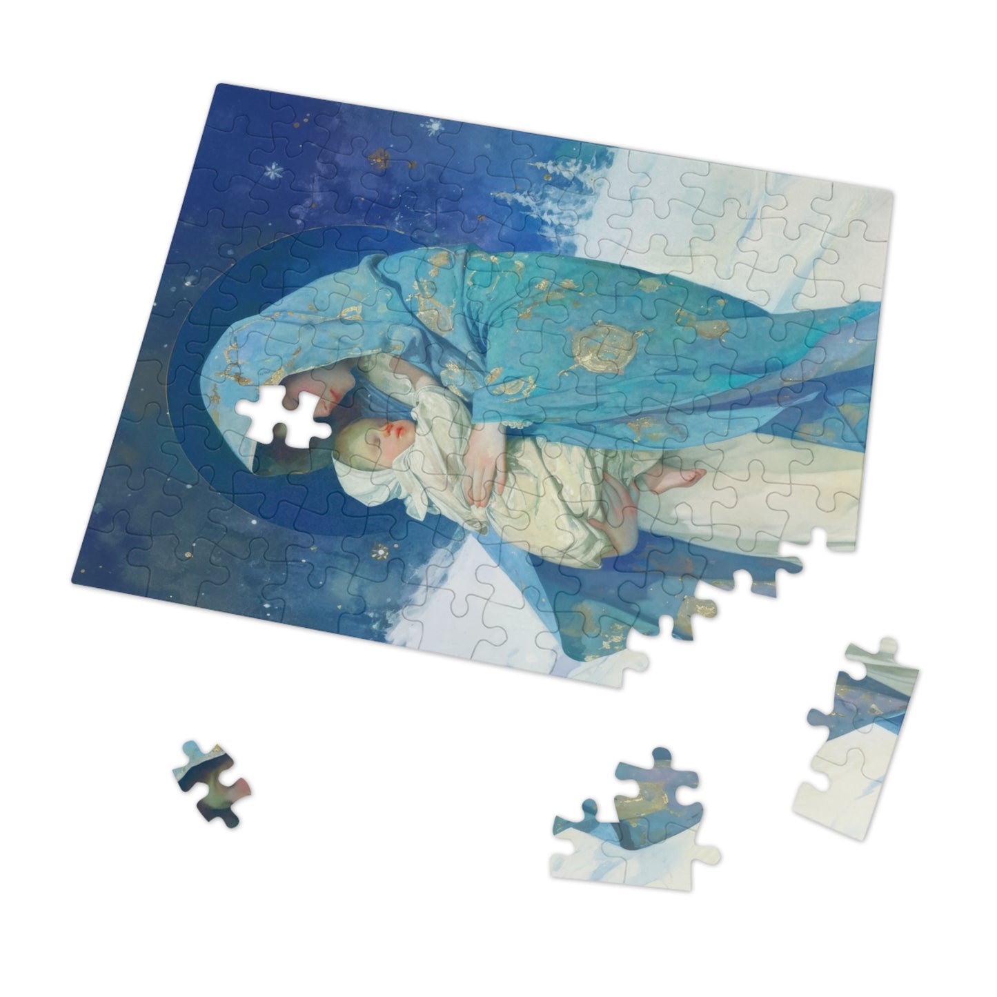 Snowfall of Grace: Our Lady's Blessing - Puzzle and Keepsake Tin - Religious (30, 110, 252, 500,1000) - Gifts for Catholic