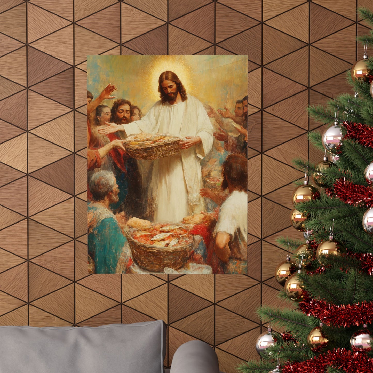 The Quiet Multiplication of Love : Loaves and Fishes - Sanctified Souls Print - Multiple Sizes - Premium Matte Vertical Posters