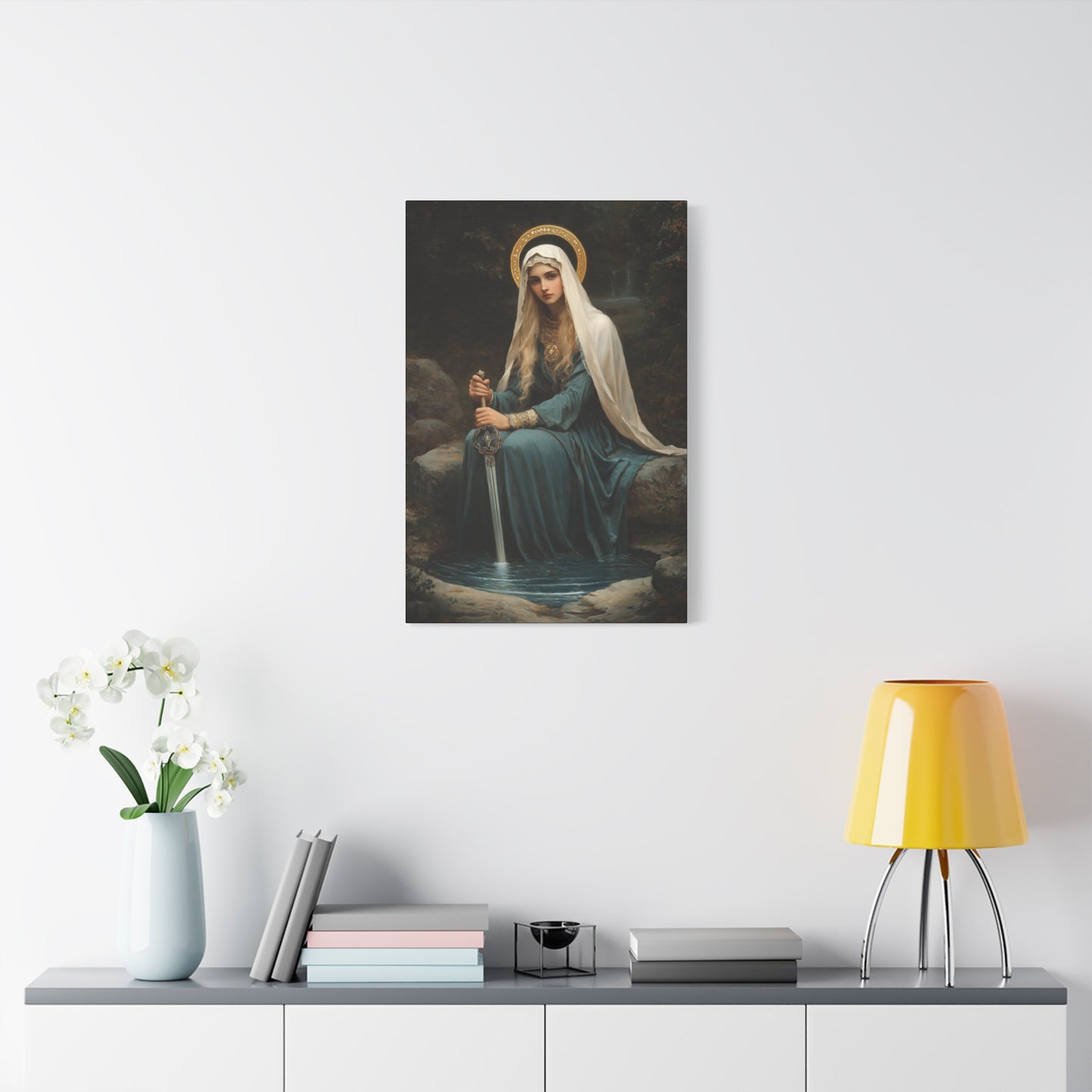 Saint Winifred - Museum Wrapped Canvas - Print - Religious Art for your Home - Christian print - Prayer Room Art - Catholic