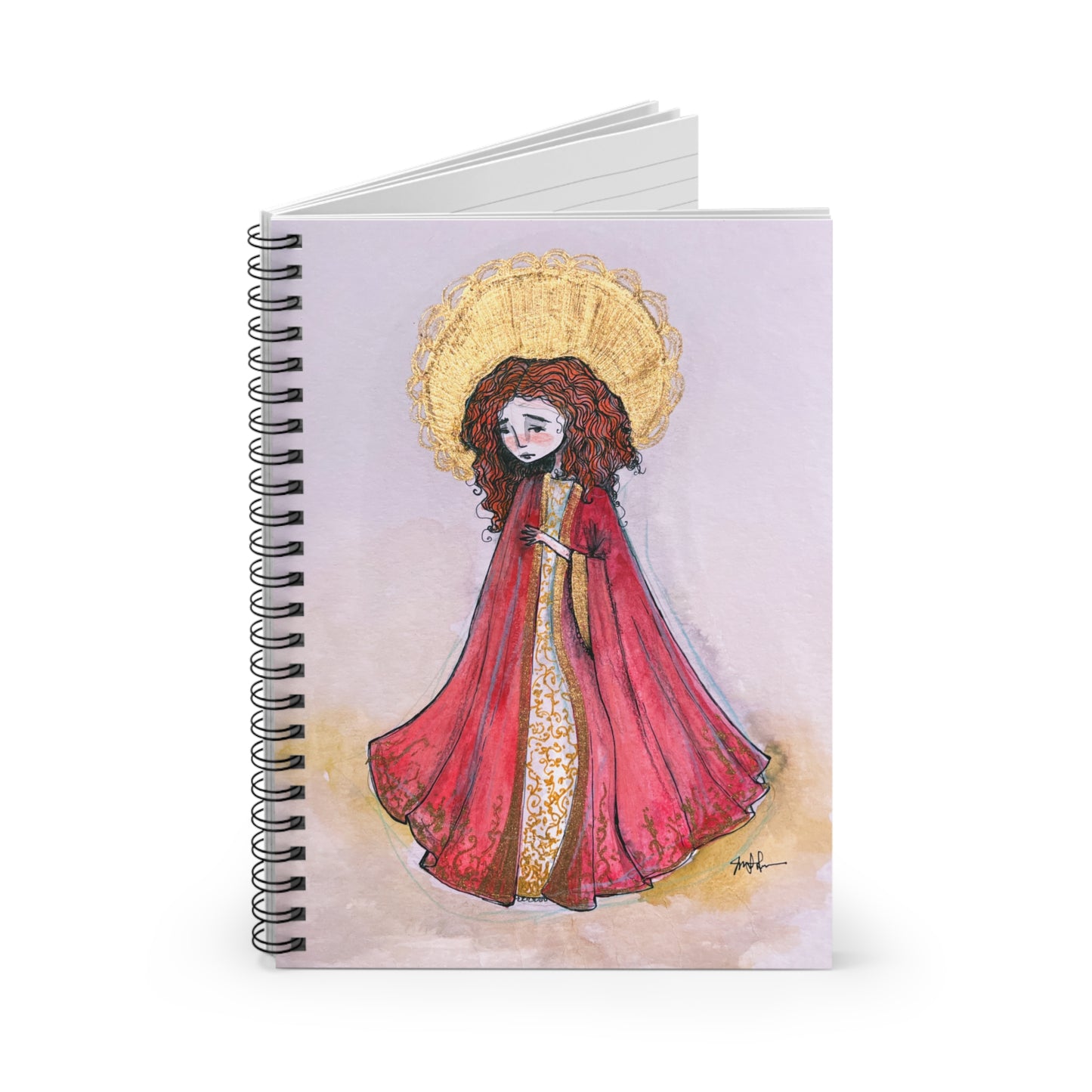 Saint Bibiana Hand-Drawn Catholic Spiral Notebook | Christian Prayer Journal | Sanctified Solocosmo Religious Journal