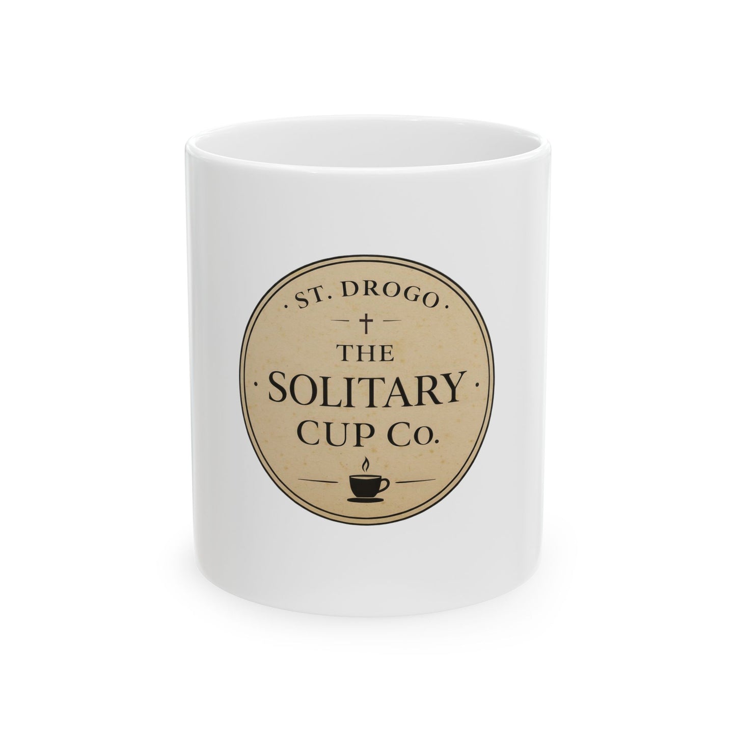 St. Drogo - The Solitary Cup Co. Ceramic Mug, (11oz, 15oz) - White Ceramic Coffee Cup