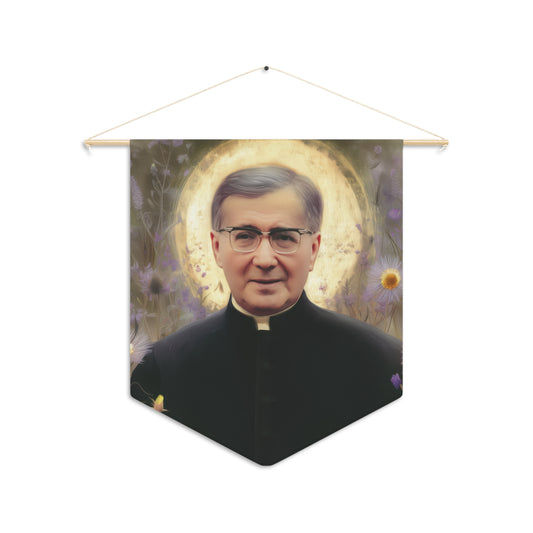 Saint Josemaría Escrivá - Pennant / Banner / Wall Hanging - Prayer room art - Catholic Home - 18" x 21"