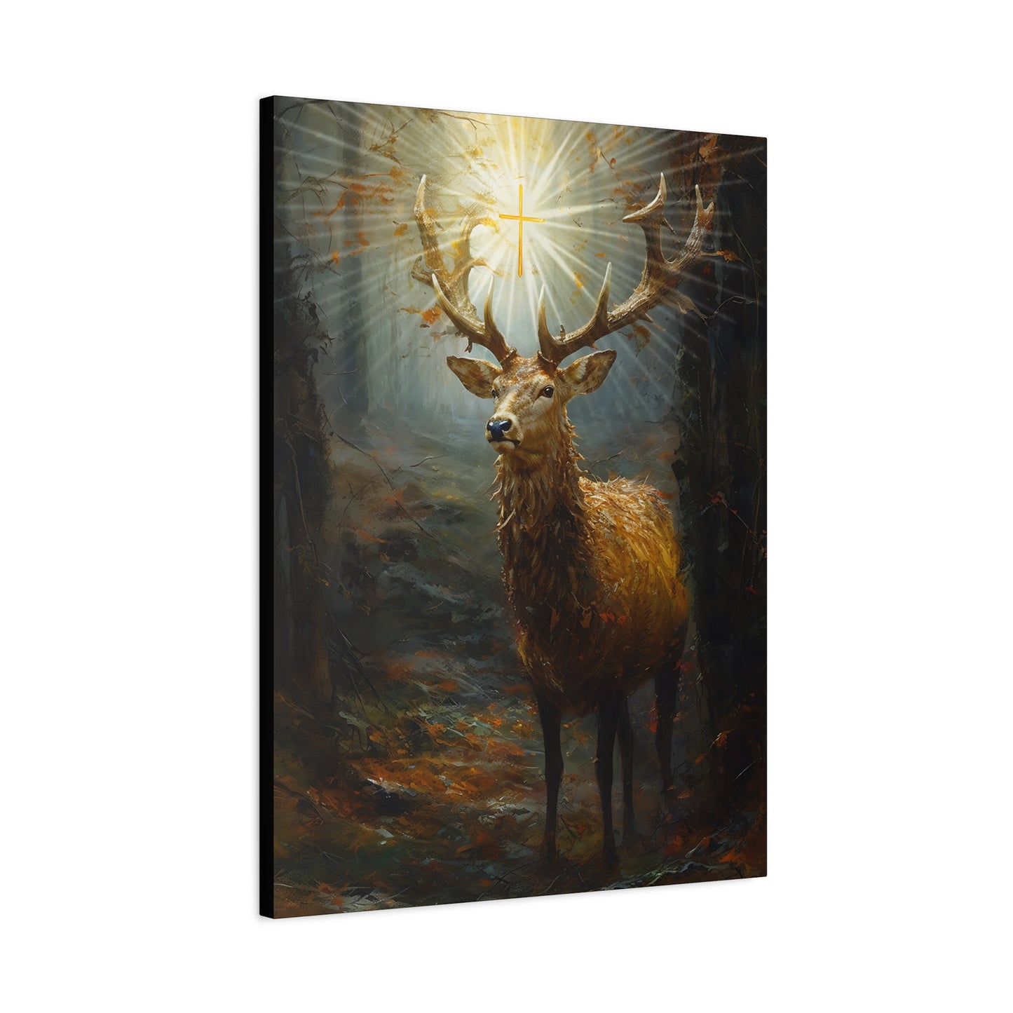 The Stag of Saint Hubert / Saint Hubertus Stag - Museum Wrapped Canvas - Sanctified Souls Print - Religious Art for your Home