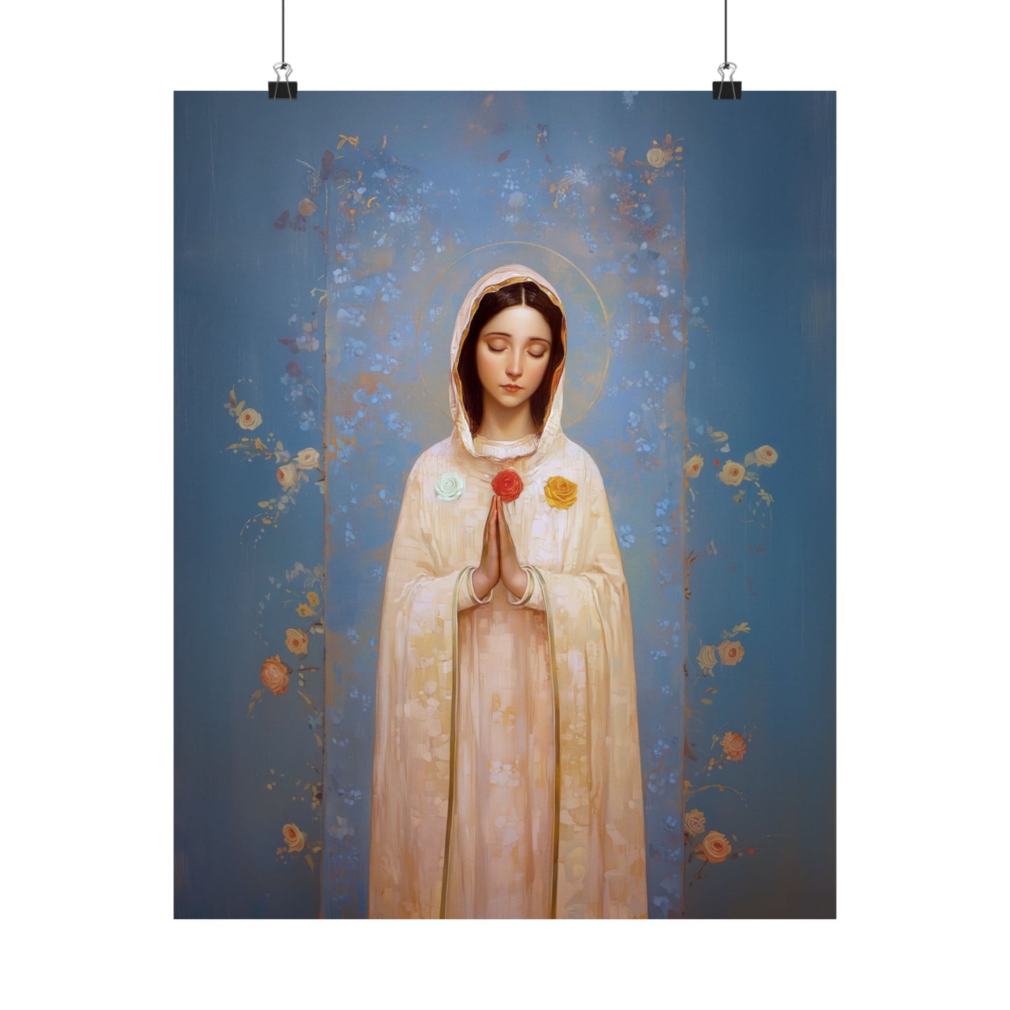 Rosa Mystica - Mystical Rose - Mother Mary - Marian Art - Sanctified Souls Print - Multiple Sizes - Premium Vertical Posters