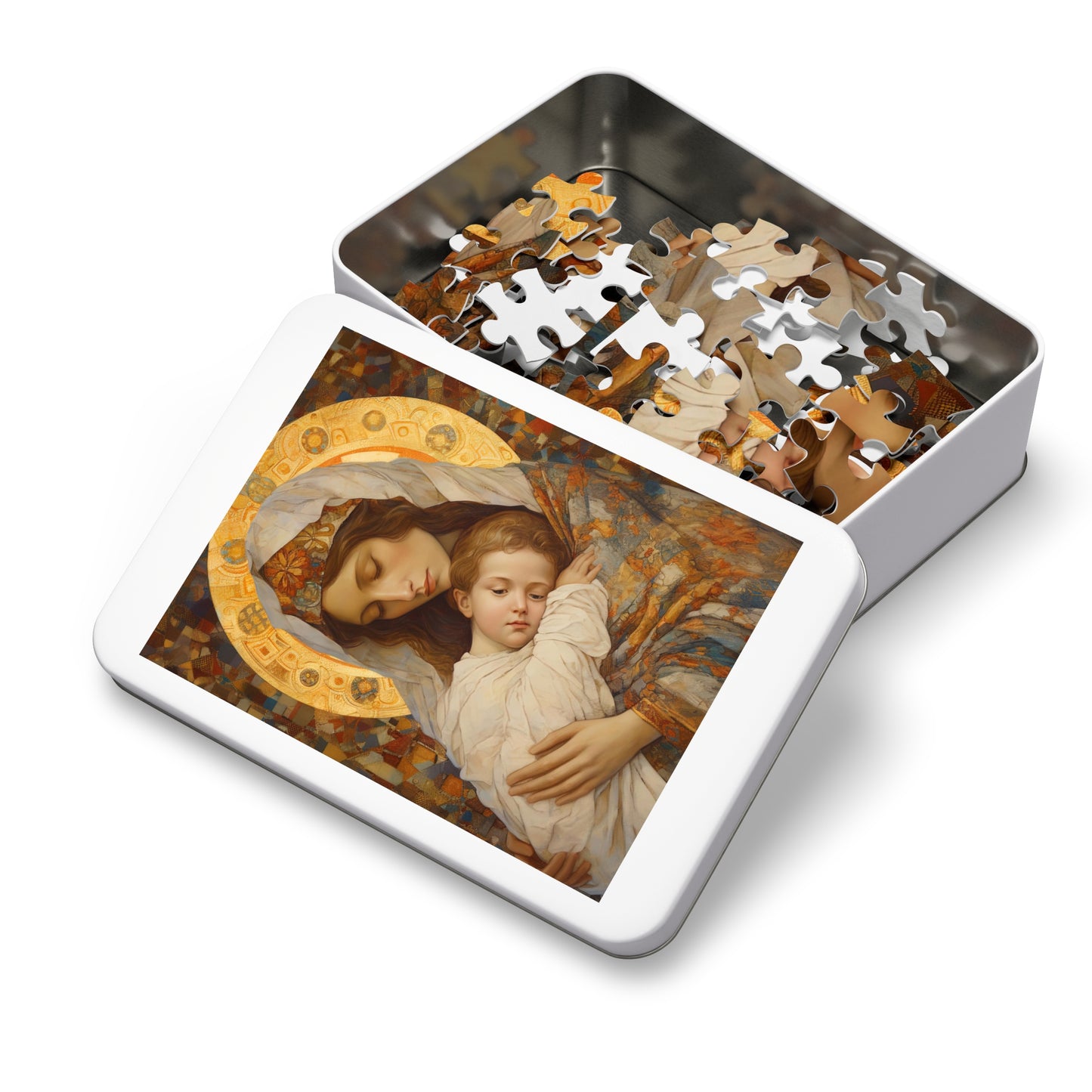 Cradle of Grace - Madonna and the Newborn Christ - Puzzle and Keepsake Tin - Jigsaw Puzzle (30, 110, 252, 500,1000-Piece) - Religious Puzzle