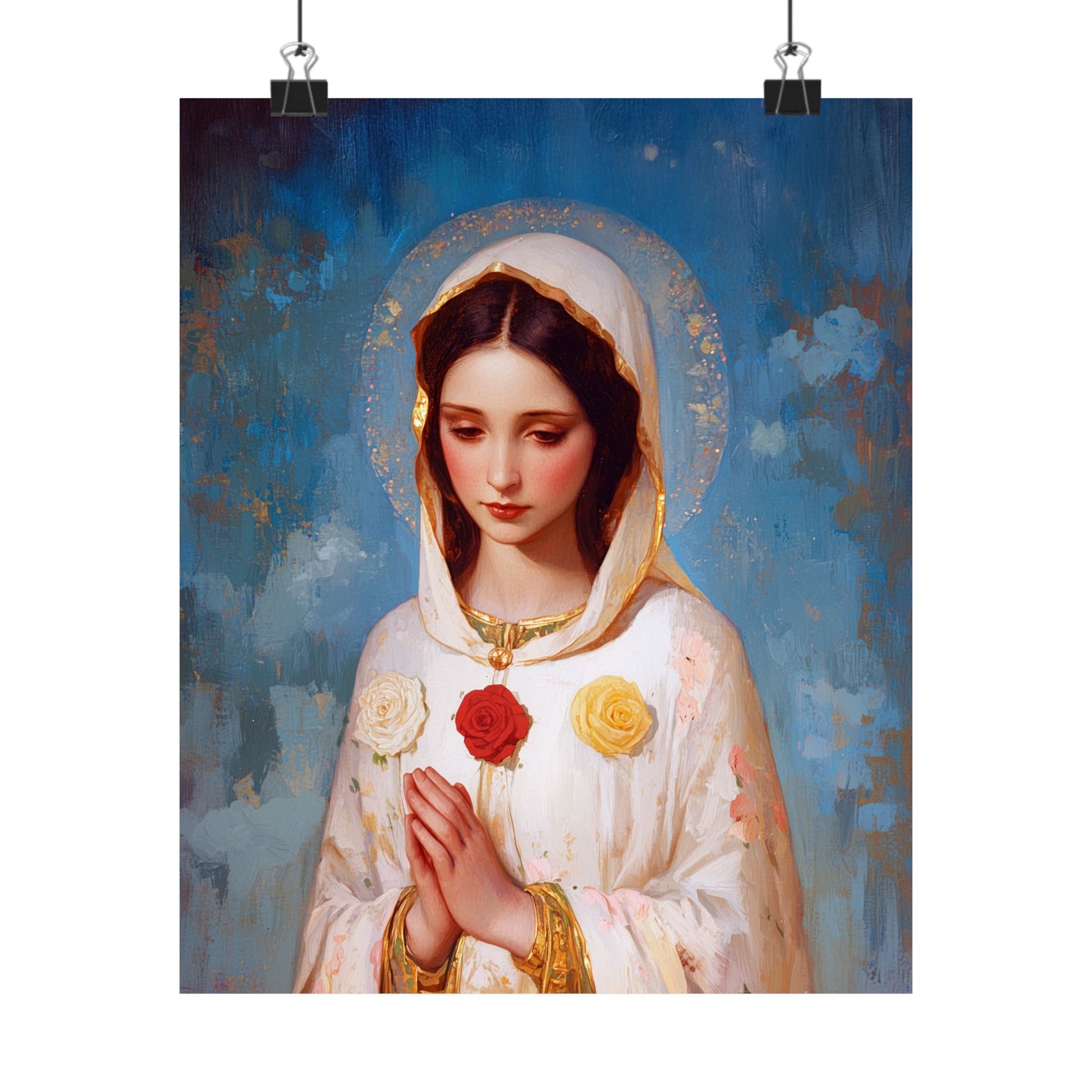 Rosa Mystica - Mystical Rose - Mother Mary - Marian Art - Sanctified Souls Print - Multiple Sizes - Premium Vertical Posters