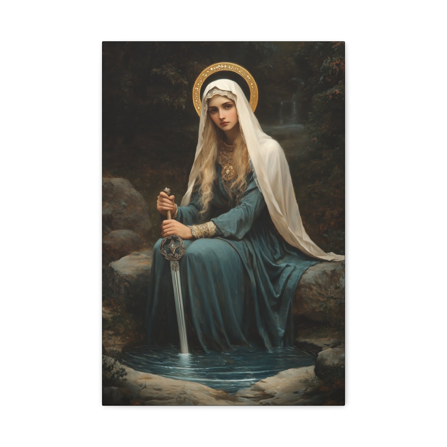 Saint Winifred - Museum Wrapped Canvas - Print - Religious Art for your Home - Christian print - Prayer Room Art - Catholic