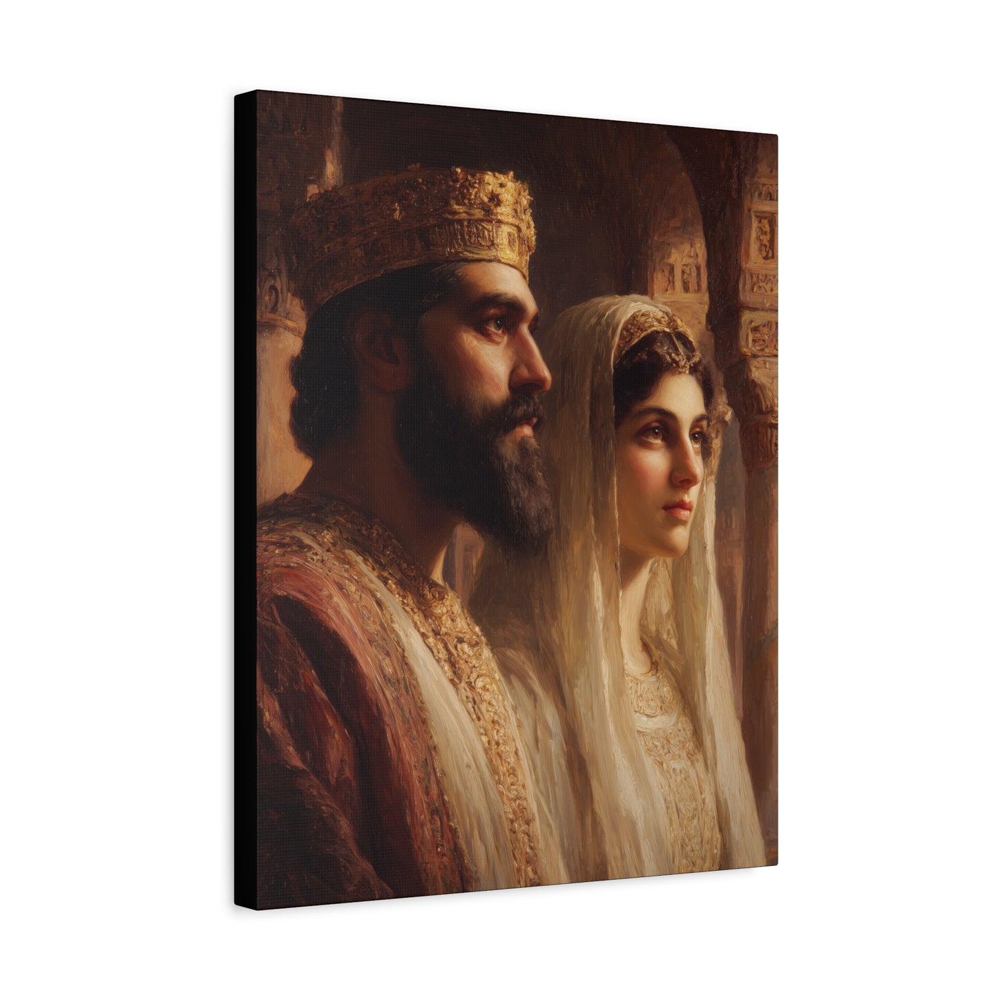 King Xerxes and Queen Esther  - Gallery Wrapped Canvas - Print - Religious Art for your Home - Catholic Art Print