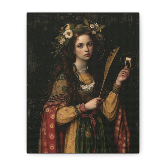 Saint Apollonia - Museum Wrapped Canvas - Print - Religious Art for your Home - Catholic art print - prayer room art
