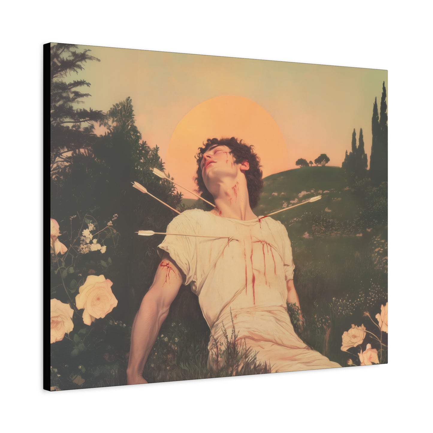 Saint Sebastian -  Museum Wrapped Canvas - Sanctified Souls Print - Religious Art for your Home - Catholic Patron Saint Art