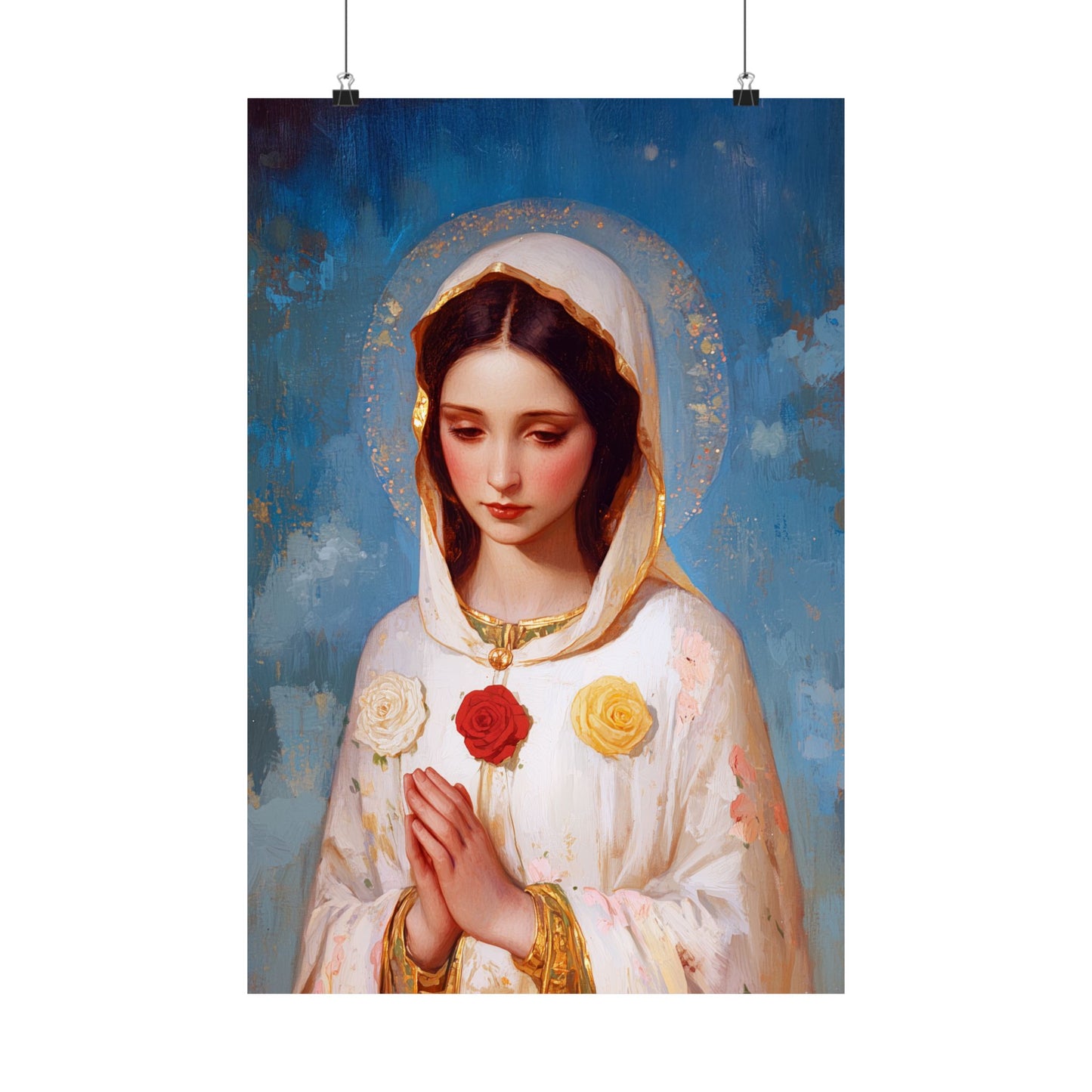 Rosa Mystica - Mystical Rose - Mother Mary - Marian Art - Sanctified Souls Print - Multiple Sizes - Premium Vertical Posters
