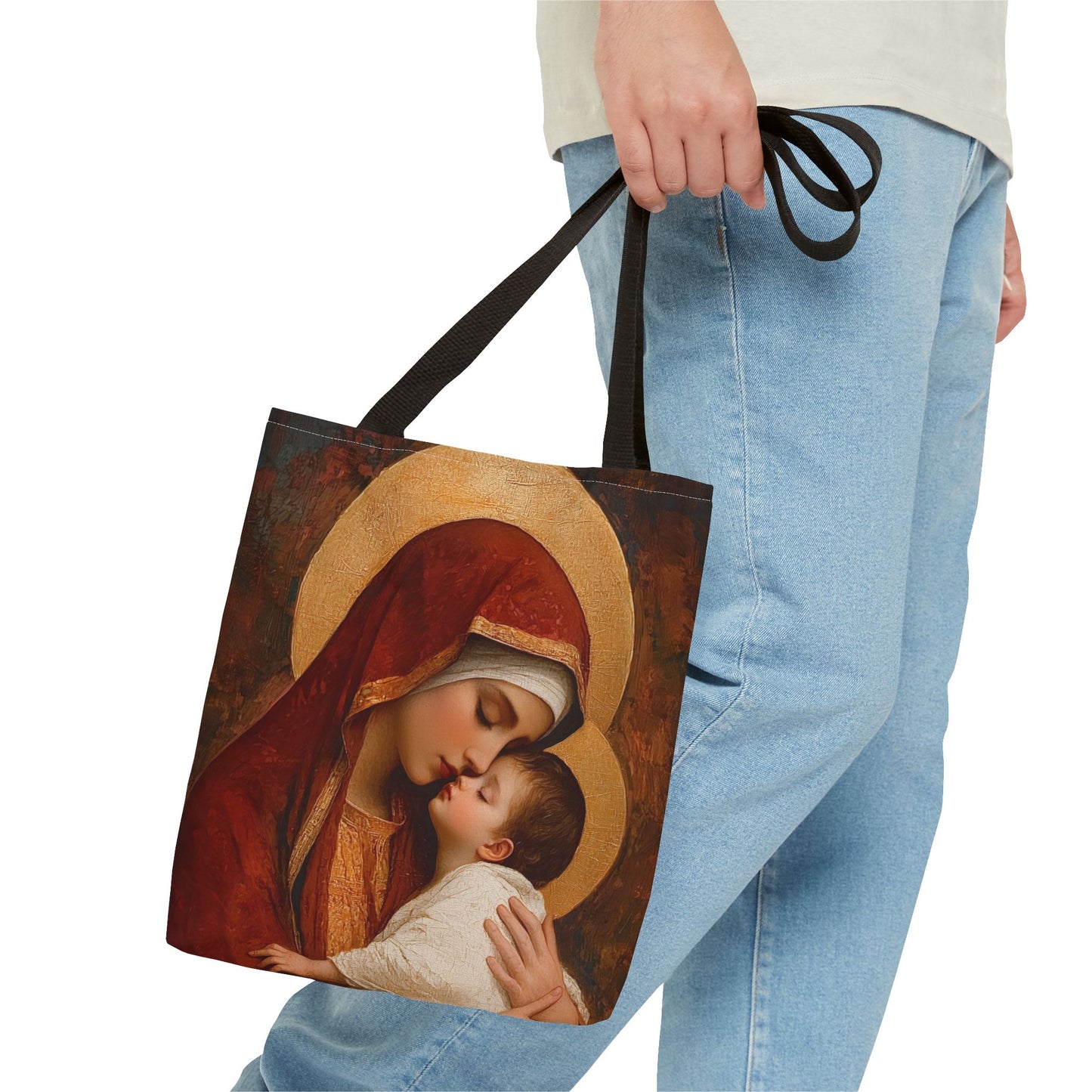 Our Lady of Tenderness - Mother Mary and the Christ Child - Marian Art - Tote Bag - Large Medium Small Faith Art Bag - Tote Purse