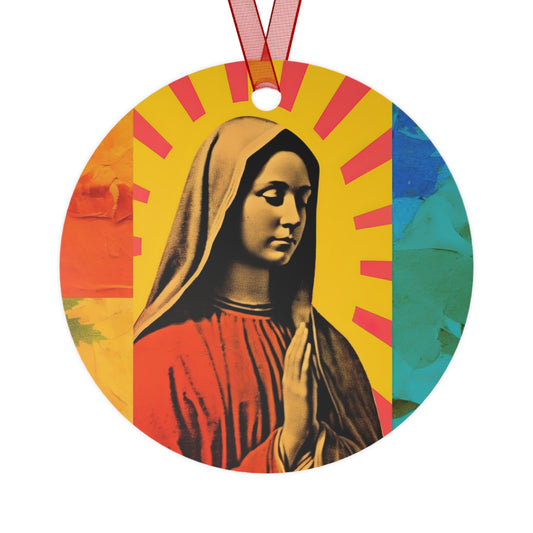 Radiant Mary : Mary in Art Metal Ornament - Religious Holiday Christmas Ornament and Keepsake - Double sided - Virgin Mary
