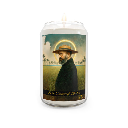 Saint Damien of Molokai - Scented Prayer Candle, 13.75oz - Tall Size - Religious Prayer Candle - Catholic Art