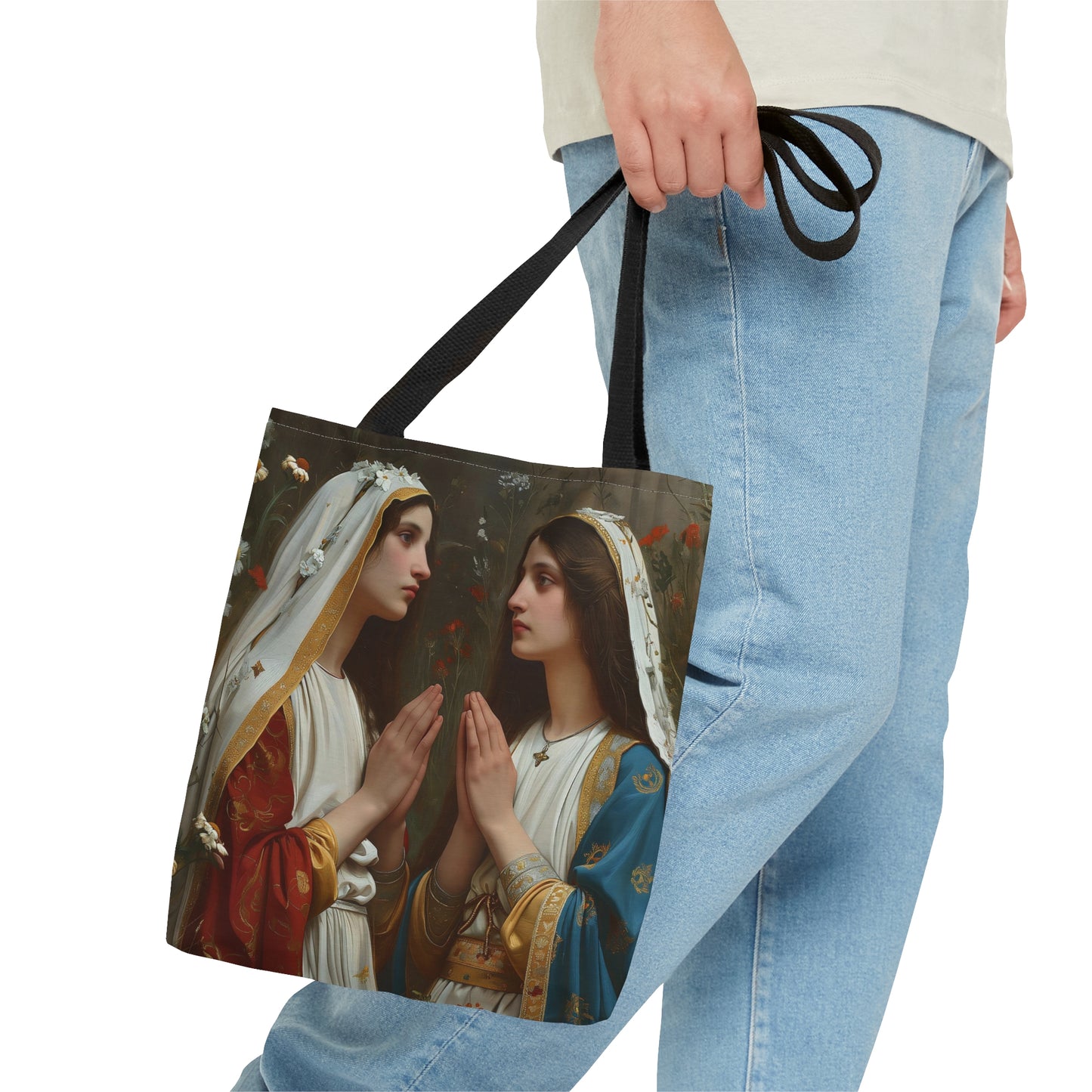Saints Emiliana and Trasilla Tote Bag - Large Medium Small Faith Art Bag - Re usable Tote Purse - Double Sided - Catholic Art Bag