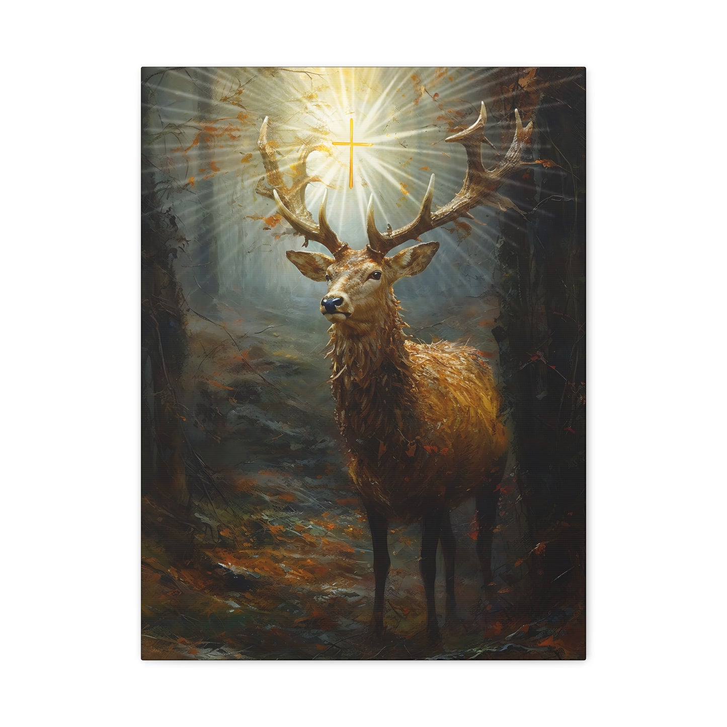 The Stag of Saint Hubert / Saint Hubertus Stag - Museum Wrapped Canvas - Sanctified Souls Print - Religious Art for your Home