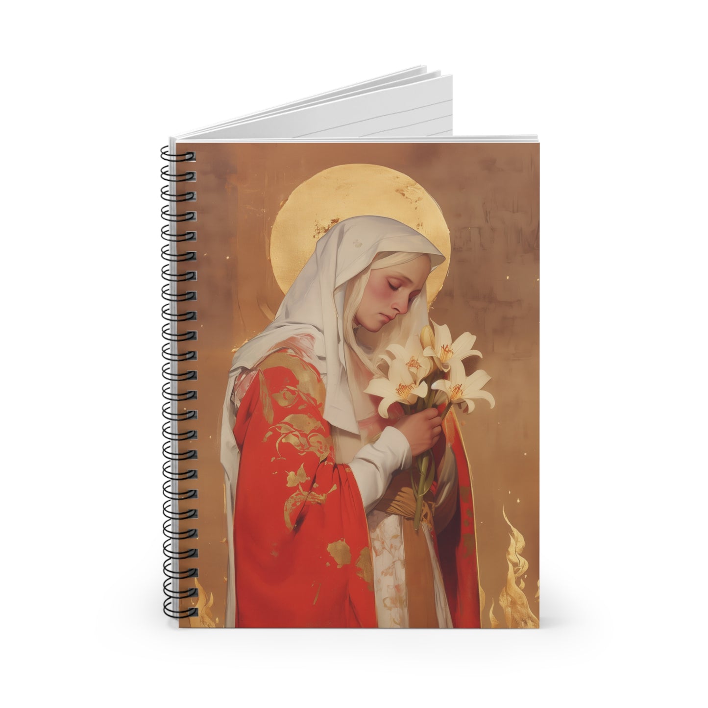 Saint Faith of Agen - Sanctified Souls Art - Religious Based Notebook - Spiral Notebook