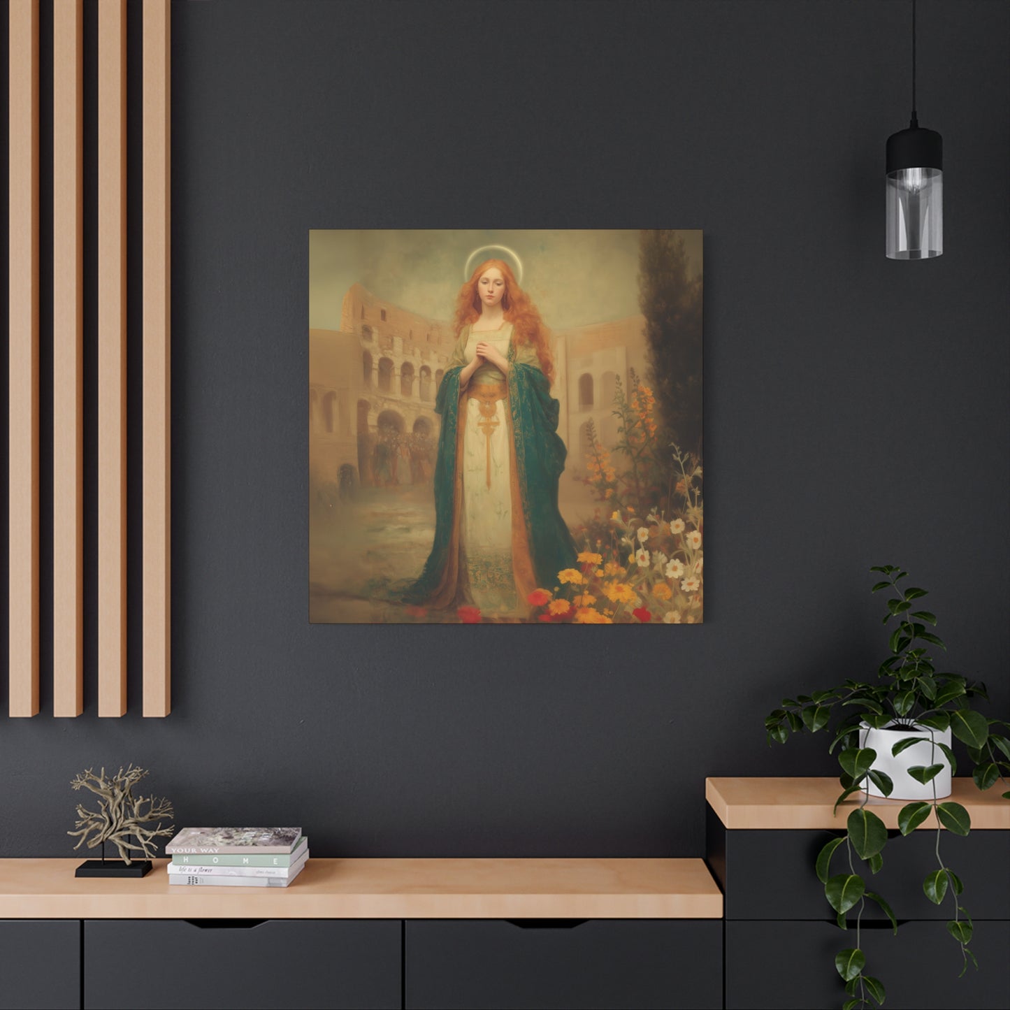 Saint Justina - Multiple Sizes - Catholic Home art - Museum Wrapped Canvas - Sanctified Souls Print - Catholic Martyr Art