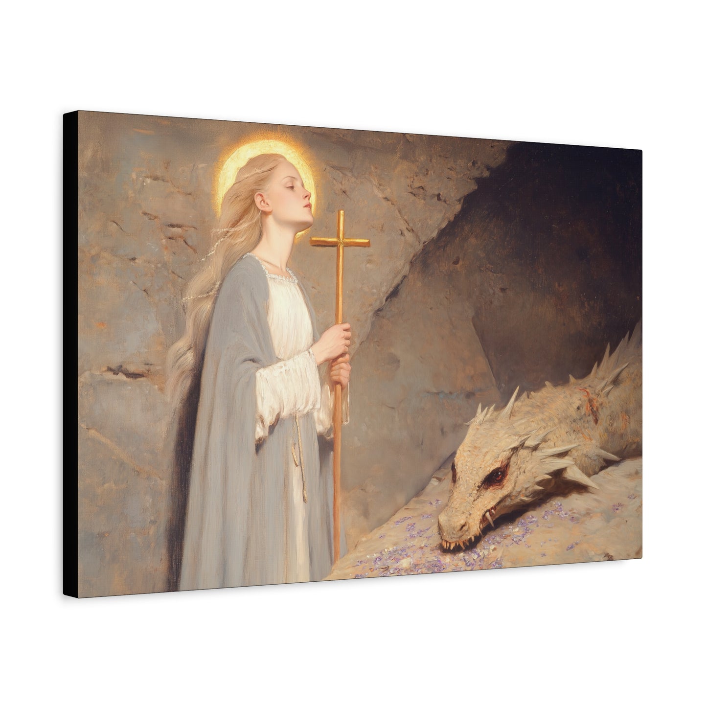 Saint Margaret of Antioch -  Museum Wrapped Canvas - Sanctified Souls Print - Religious Art for your Home - Catholic Patron Saint Art