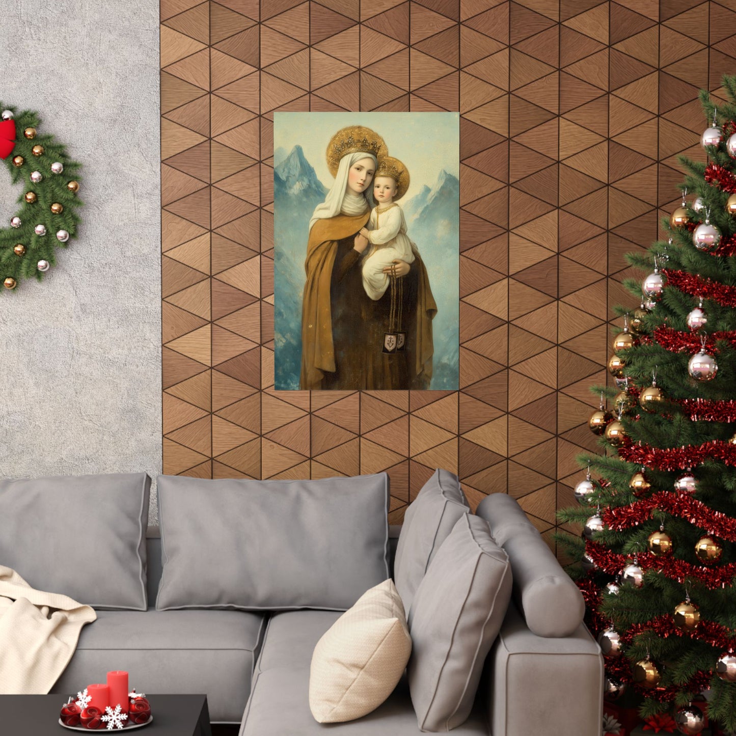 The Gift of the Scapular - Our Lady of Mount Carmel - Sanctified Souls Print - Multiple Sizes - Premium Matte Vertical Posters - Catholic