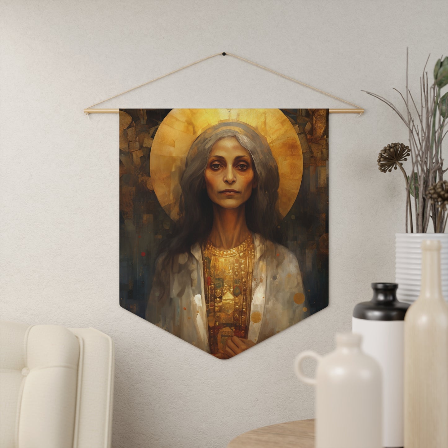 Saint Mary of Egypt Wall Banner / Wall Hanging - Prayer room art - Catholic Home Art - Large Saint Art for your home - 18" x 21"