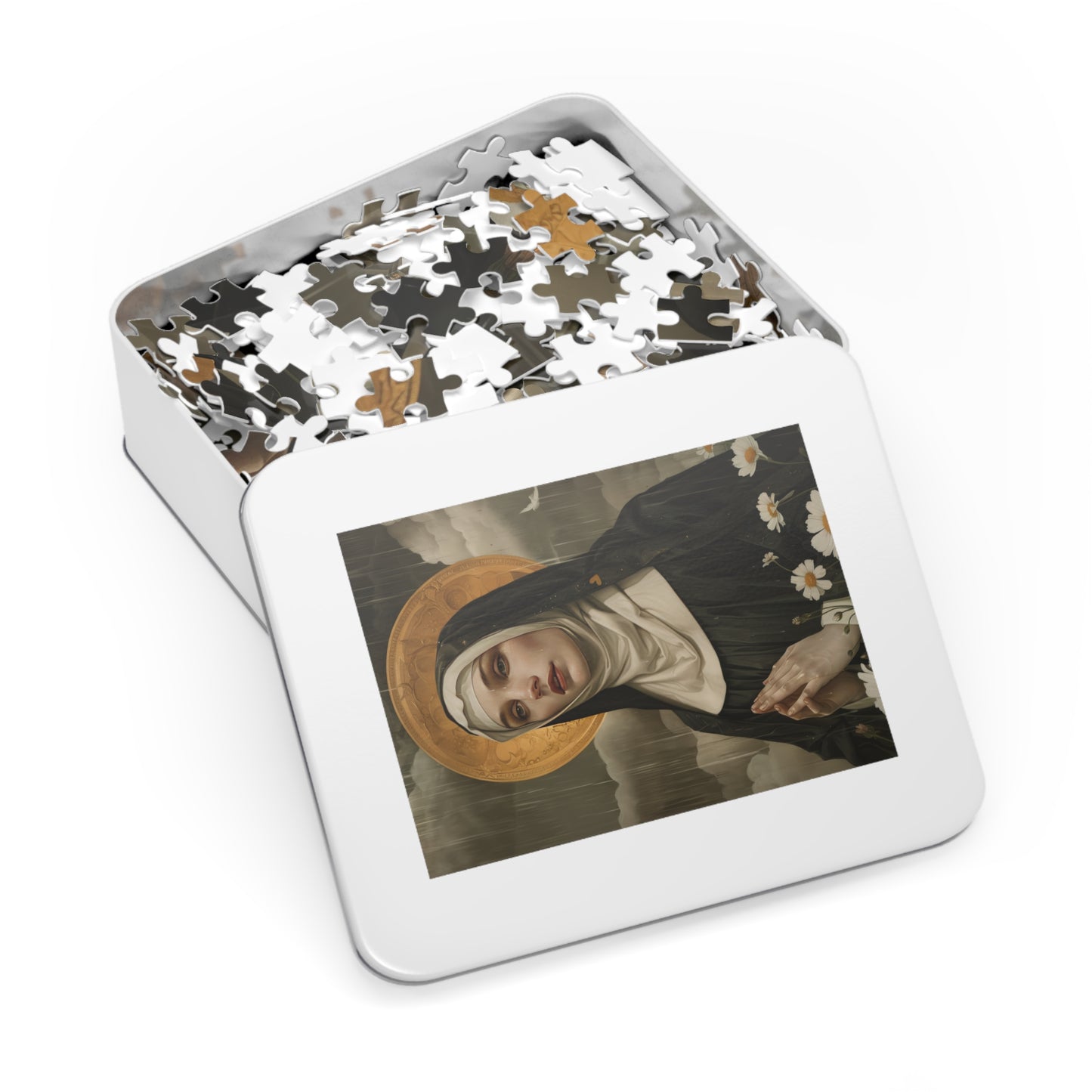 Saint Scholastica - Puzzle and Keepsake Tin - Religious Jigsaw Puzzle (30, 110, 252, 500,1000-Piece) - Religious Puzzle