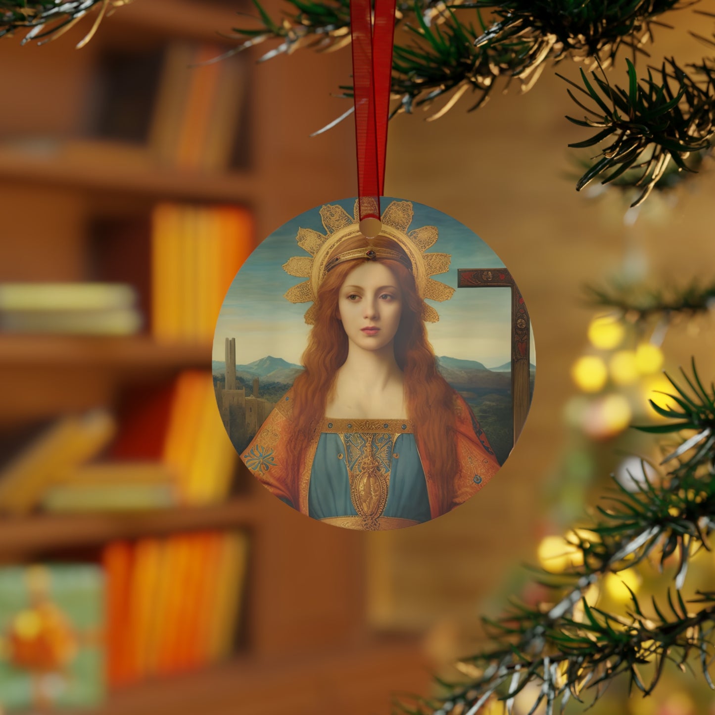 Saint Helena Metal Ornament - Religious Holiday Christmas Ornament and Keepsake - Double sided - Prayer Ornament