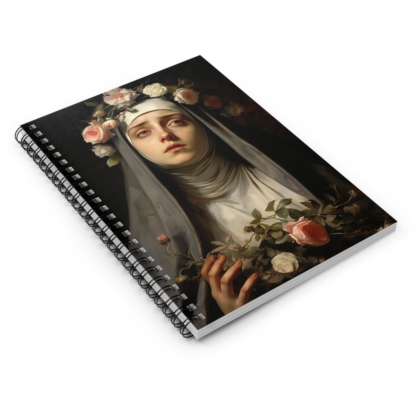 Saint Rose of Lima Journal - Sanctified Souls Art - Religious Based Notebook - Spiral Notebook - Patron Saint of gardeners, florists