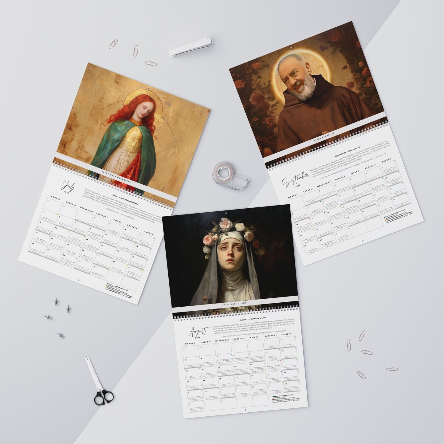 Catholic Liturgical Calendar 2026 - Saints, Solemnities & Marian Feast Days - Sanctified Souls - Christmas Gift - Gift for Catholics