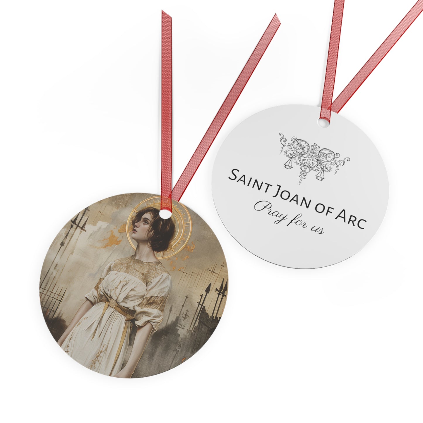 Saint Joan of Arc Ornament - Religious Holiday Christmas Ornament and Keepsake - Double sided Keepsake Religious Ornament