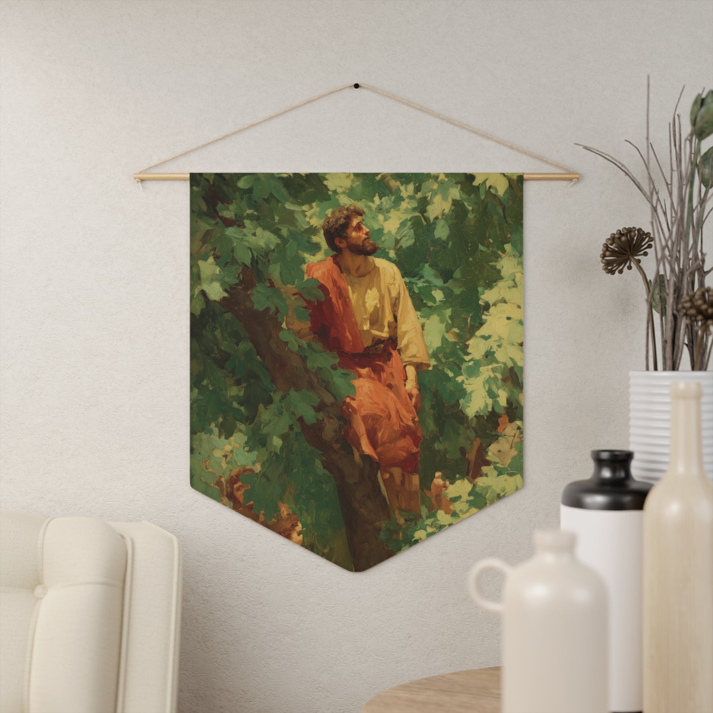 Zacchaeus - Wall Banner / Wall Hanging - Christian Art - Prayer room - 18" x 21"