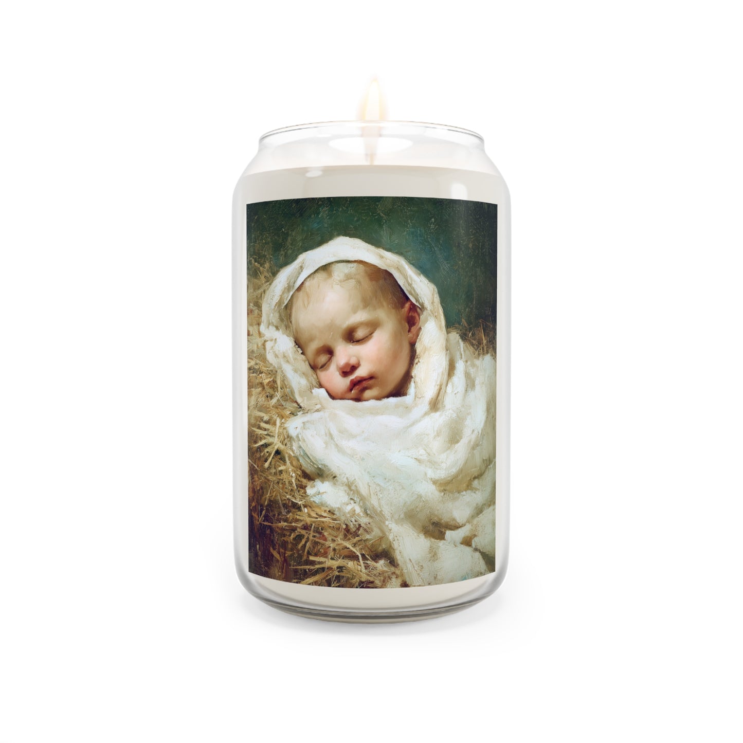 The Christ Child Resting in the Silence of the Manger - Scented Prayer Candle, 13.75oz - Tall Size - Religious Prayer Candle