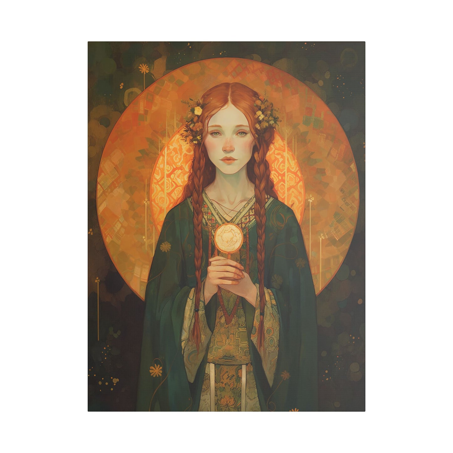 Saint Brigid of Ireland Canvas Print - Multiple Sizes - Catholic Home art - Museum Wrapped Canvas - Sanctified Souls Print