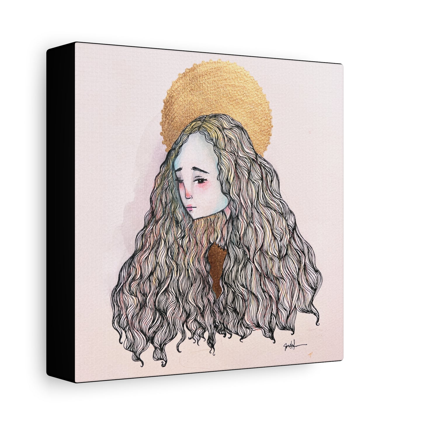 Saint Philomena Canvas Print - Hand-Drawn Catholic Art Print | Christian Sacred Wall Art | Sanctified Solocosmo Religious Artwork