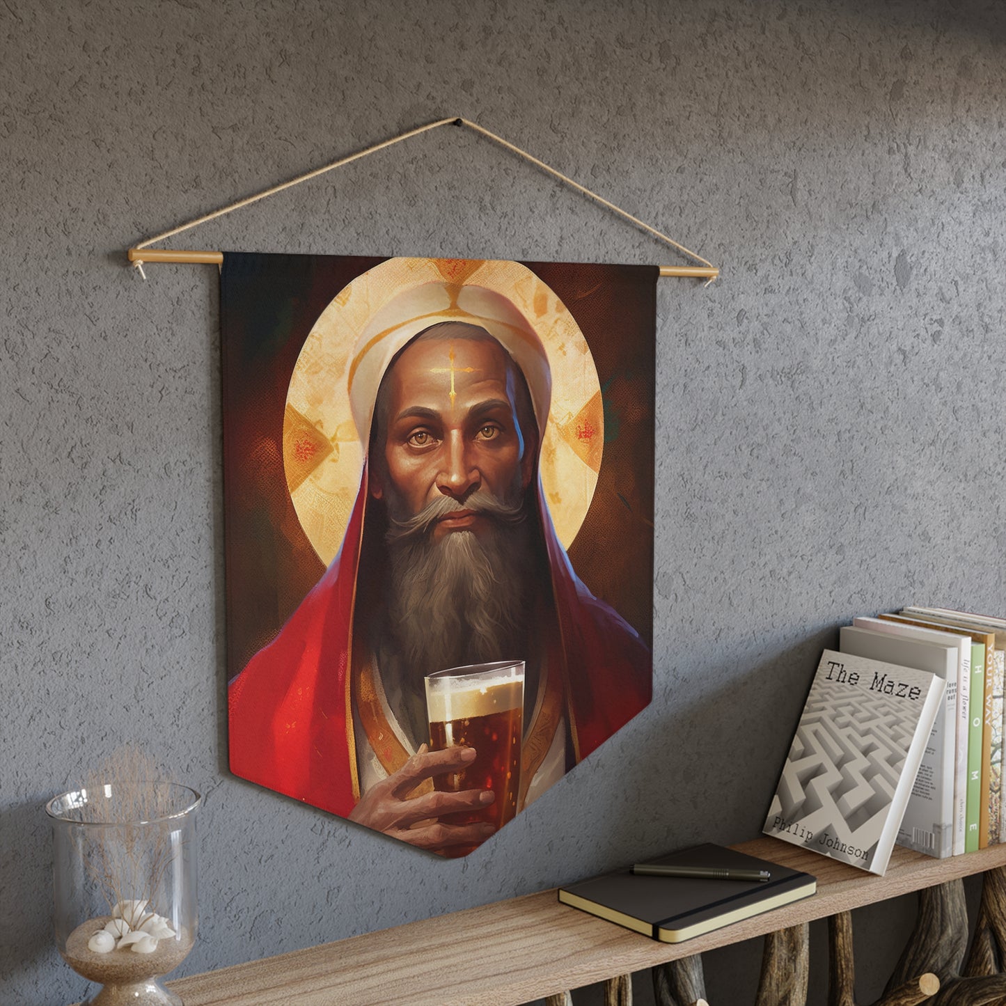 Saint Augustine of Hippo Wall Banner / Wall Hanging - Prayer room art - Catholic Home Art - Our Lady of Guadalupe - 18" x 21"