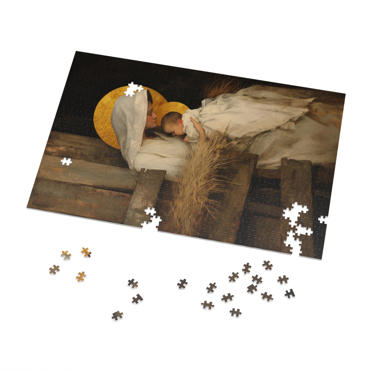 Our Lady of the Manger - Mother Mary and the Christ Child - Puzzle & Keepsake Tin - Religious Jigsaw Puzzle (30, 110, 252, 500,1000-Piece)
