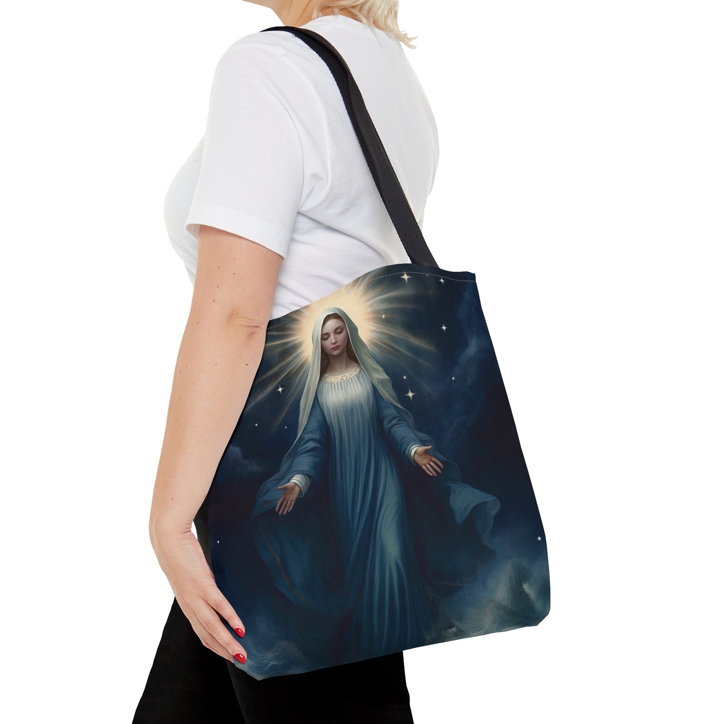Our Lady Star of the Sea Tote Bag - Large Medium Small Faith Art Bag - Re usable Tote Purse - Double Sided - Catholic Art Bag - Mother Mary