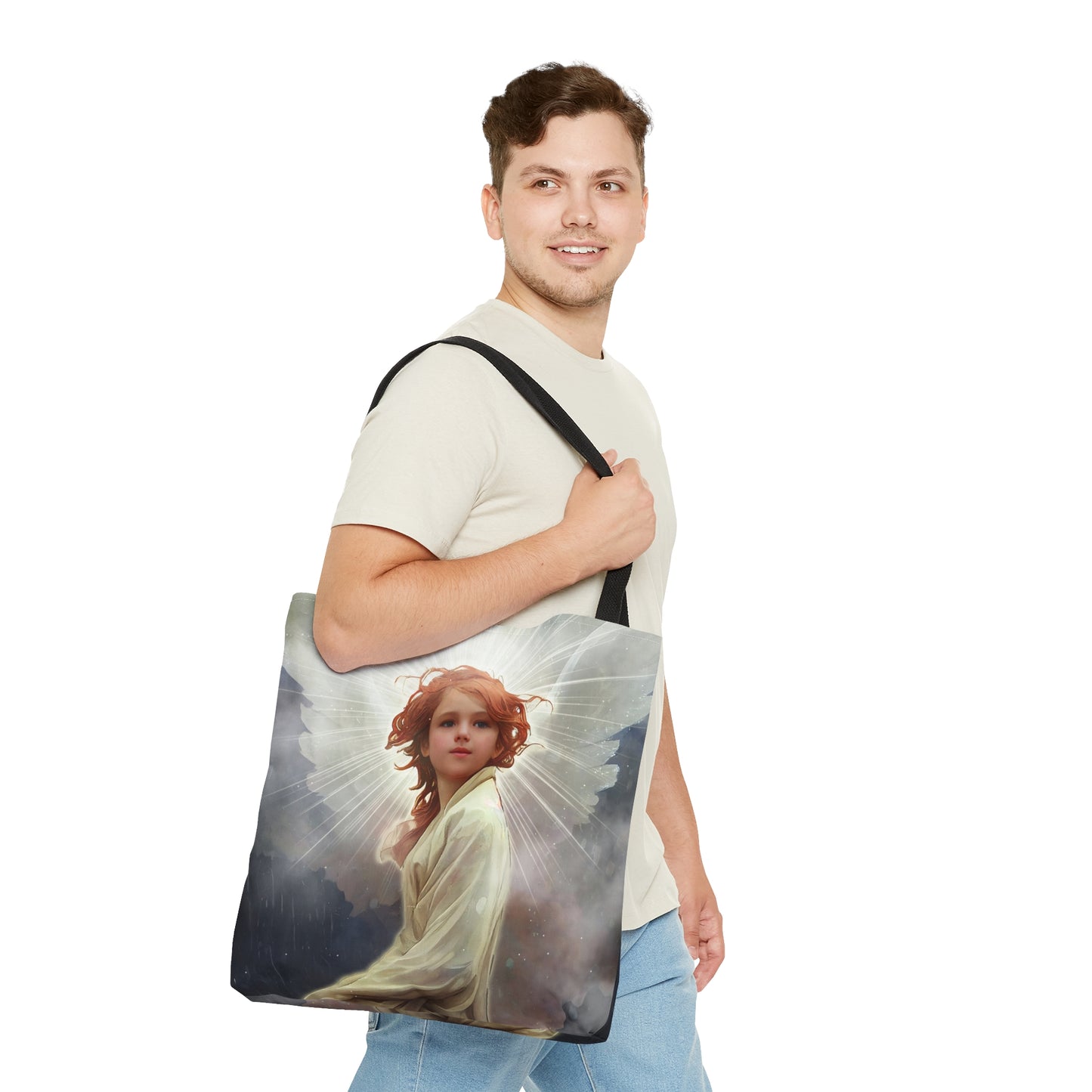 The Archangel Daniel Tote Bag - Large Medium Small - Art Bag -  Guardian Angel Double Sided Purse - Carry All Bag - Spiritual Gift - Divine