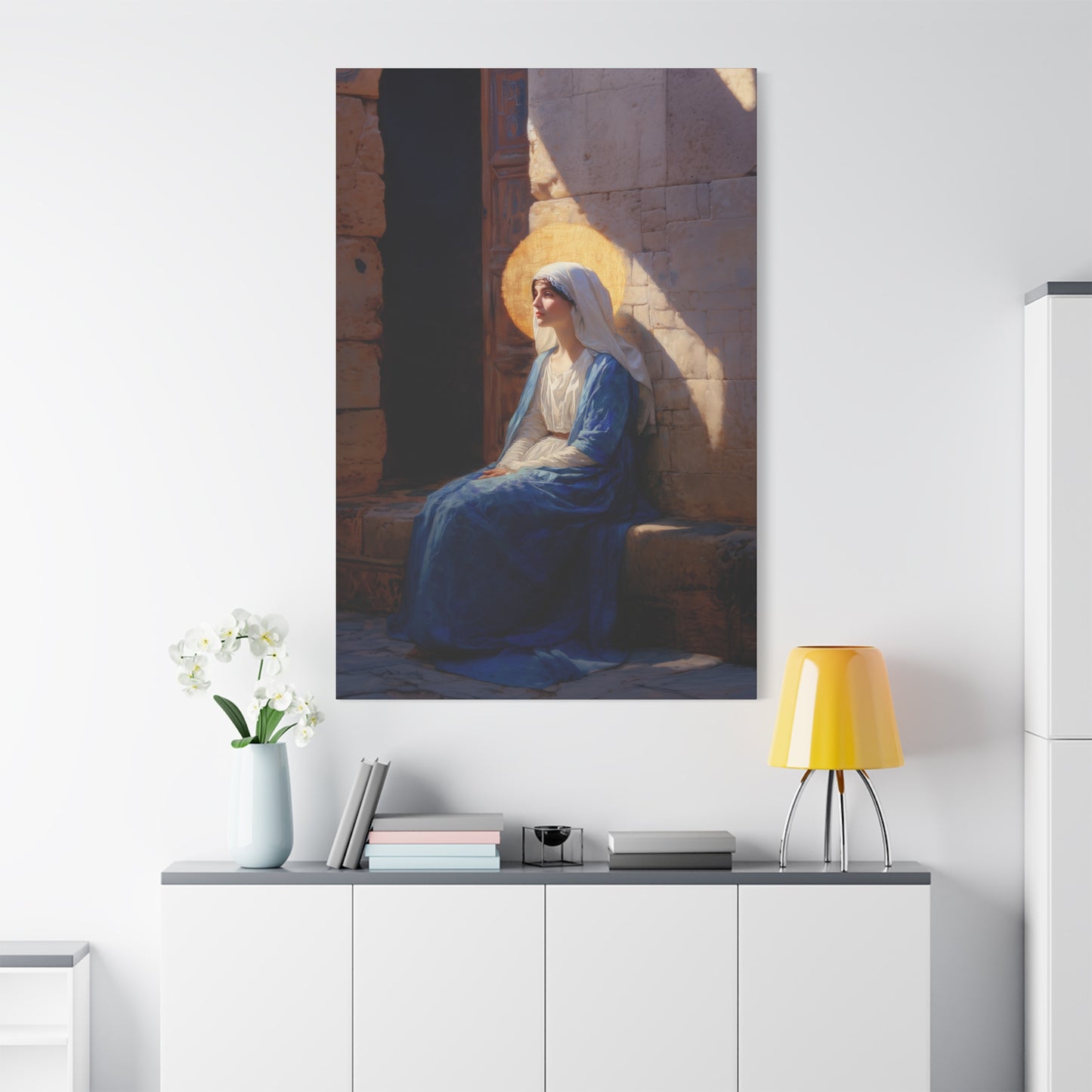 The Quiet Fiat That Split the Darkness, Mary's Yes - Gallery Wrapped Canvas - Print - Religious Art for your Home - Catholic Art