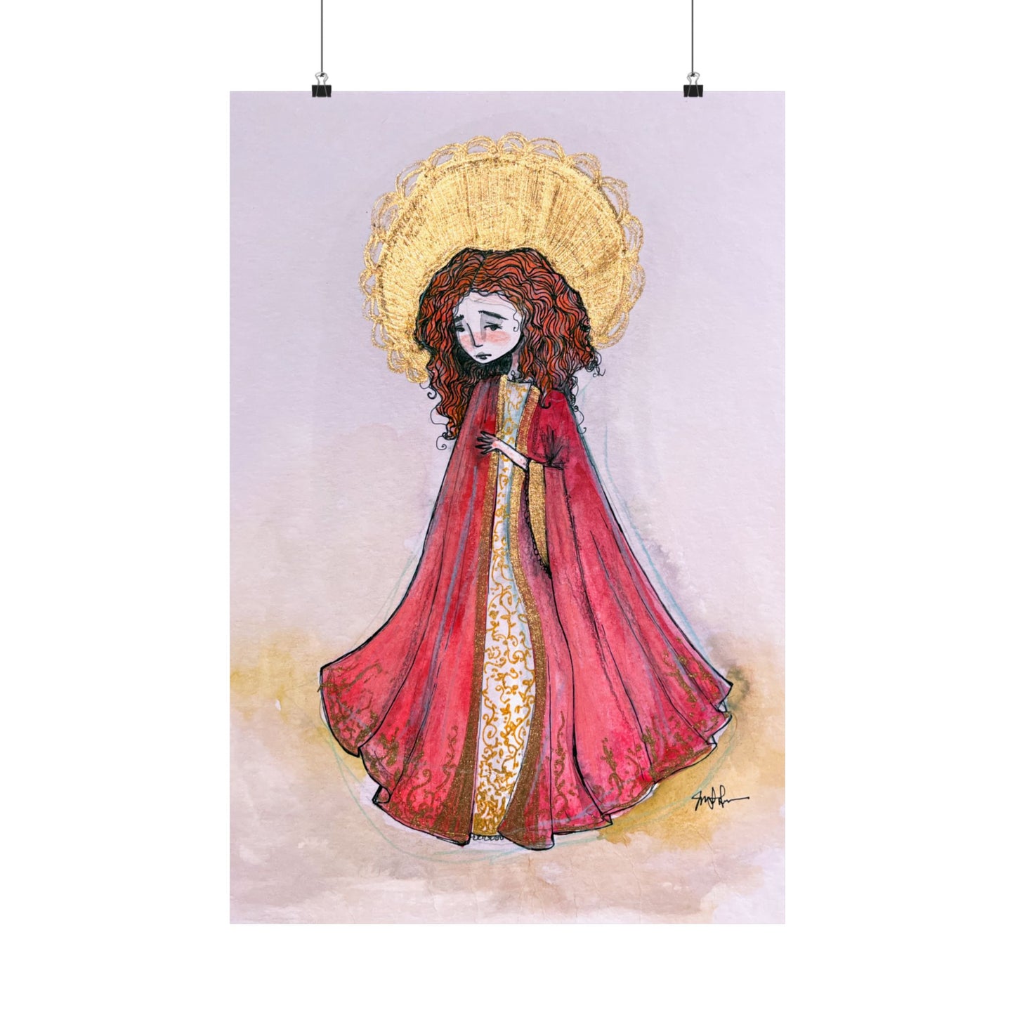 Saint Bibiana Hand-Drawn Catholic Art Print | Christian Devotional Wall Art | Sanctified Solocosmo Religious Poster