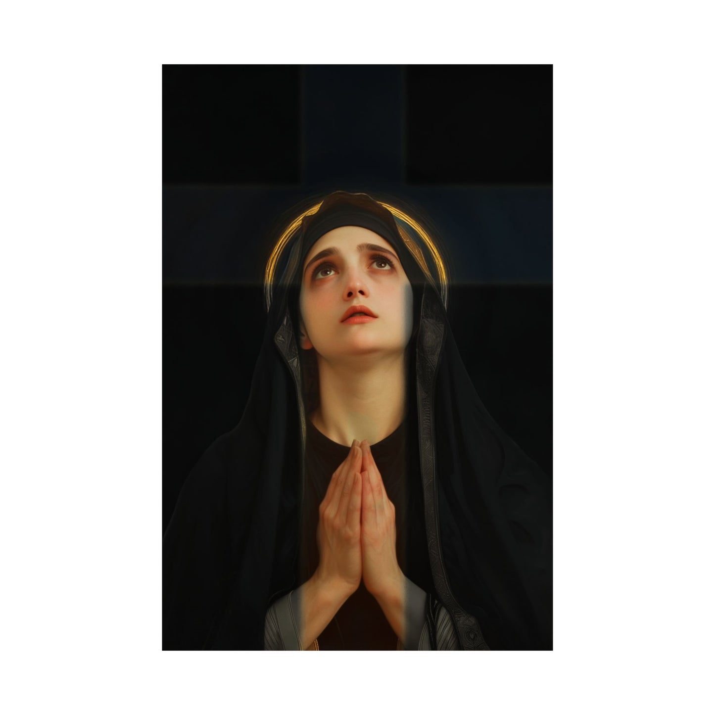 Our Lady of the Cross - Mother Mary  - Our Lady of the Crucifix - Marian Art  - Sanctified Souls Print - Multiple Sizes - Premium Posters