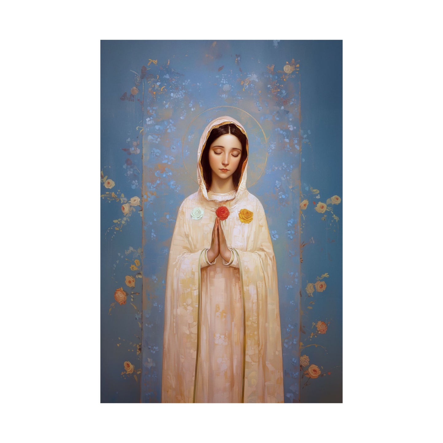 Rosa Mystica - Mystical Rose - Mother Mary - Marian Art - Sanctified Souls Print - Multiple Sizes - Premium Vertical Posters