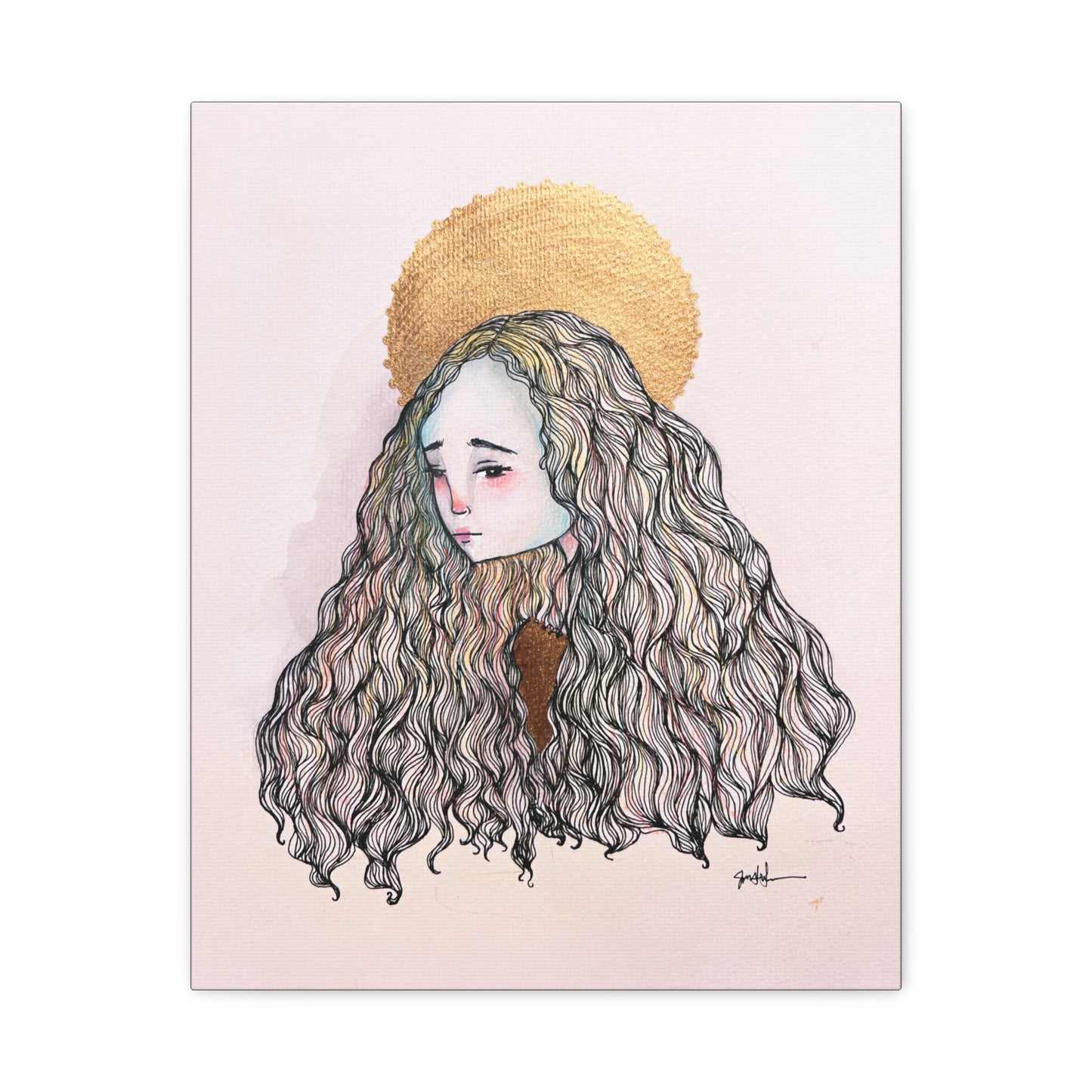Saint Philomena Canvas Print - Hand-Drawn Catholic Art Print | Christian Sacred Wall Art | Sanctified Solocosmo Religious Artwork