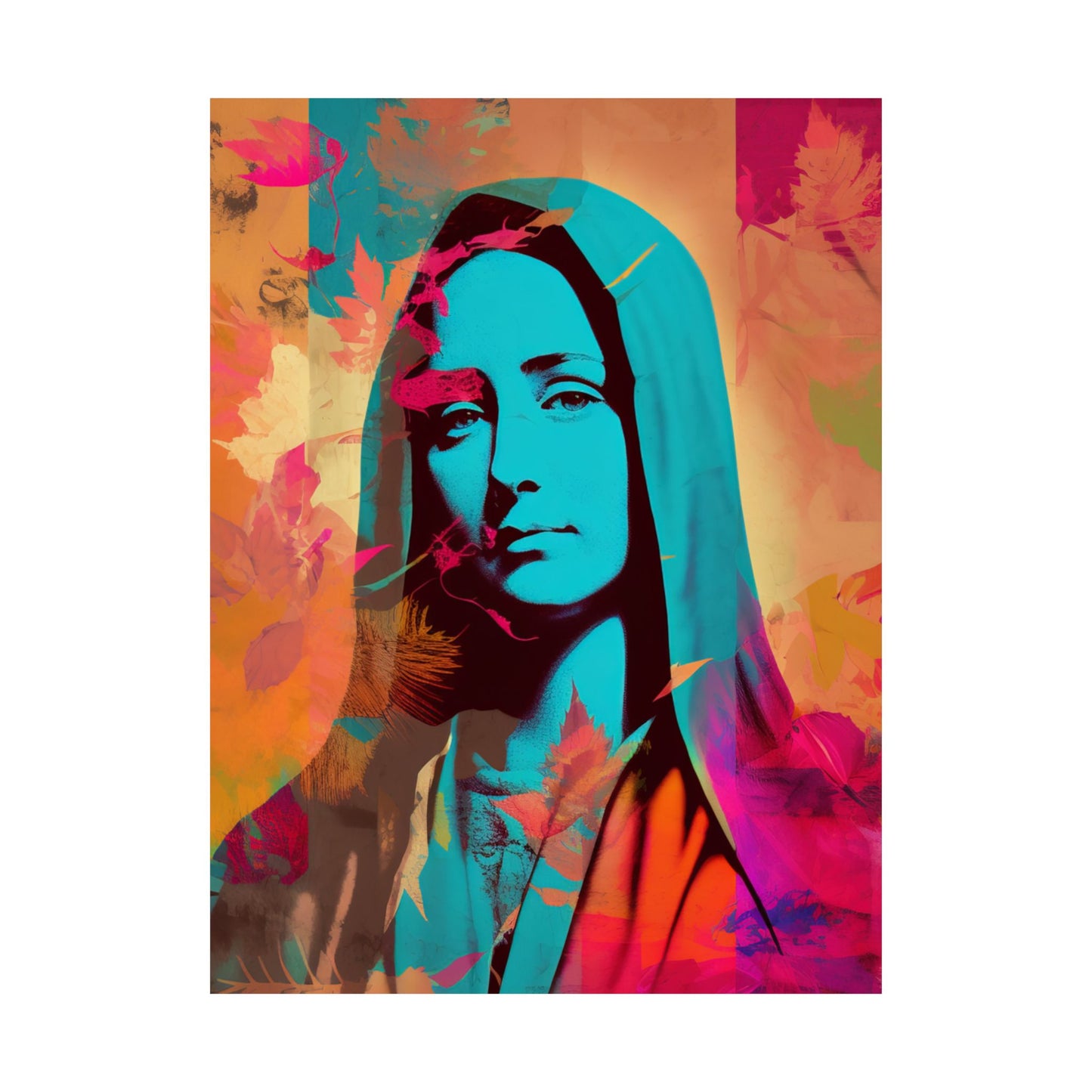 Mary The Blessed Virgin - Sanctified Souls Print - Multiple Sizes - Premium Matte Vertical Poster - Pop Surreal Lowbrow Art Style